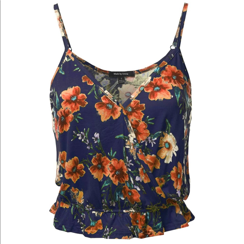 Ambiance Tropical Floral Cami Elastic Waist Top S